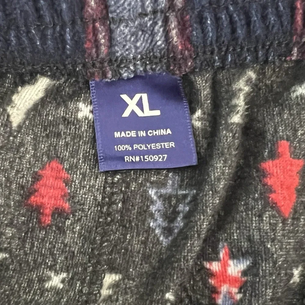English Laundry Mens XL Pajama Pants Black Fleece Christmas Tree Union Jack Soft